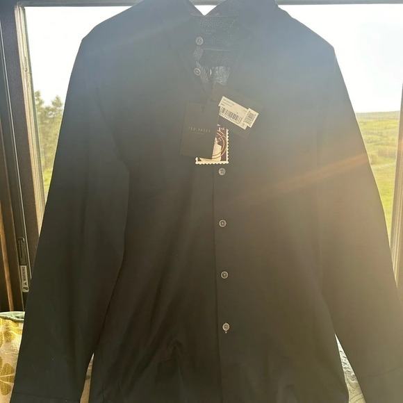 NWT Ted Baker Nordstrom navy dress shirt size L (38) beautiful - Picture 5 of 9